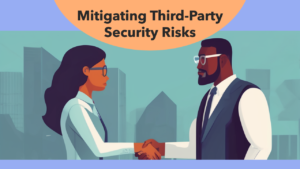 Title image for "Mitigating Third-Party Risks" - image depicts an illustration with business partners shaking hands